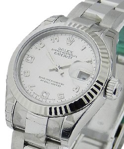 Datejust Ladies 26mm in Steel with White Gold Bezel on Steel Oyster Bracelet with Arabic/Golddust Dial