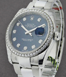 Datejust 36mm in Steel with Diamond Bezel on Steel Oyster Bracelet with Blue Diamond Dial