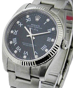 Oyster Perpetual 31mm Automatic in Steel with Fluted Bezel on Steel Oyster Brecelet Black Roman Diamond Dial