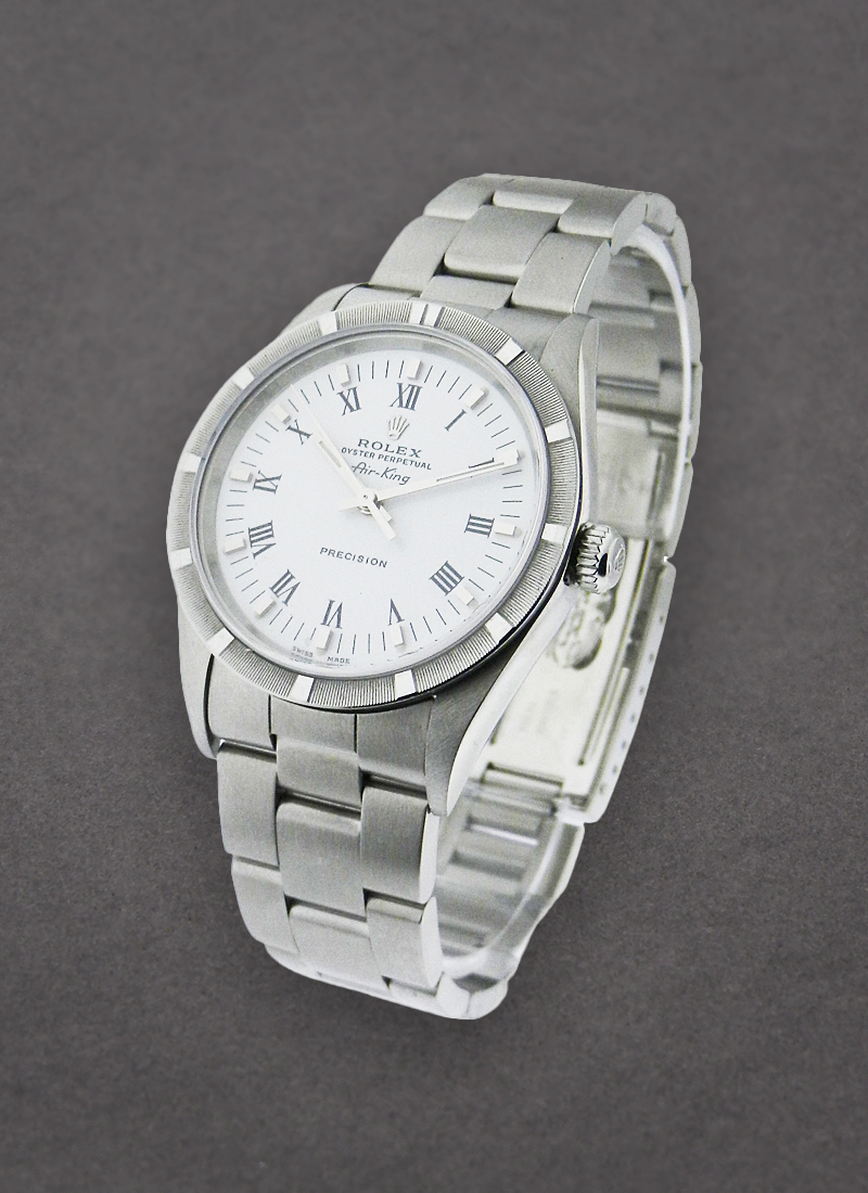 Pre-Owned Rolex Air-King 34mm in Steel with Engine Turned Bezel