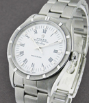 Air-King 34mm in Steel with Engine Turned Bezel on Oyster Bracelet with White Roman Dial