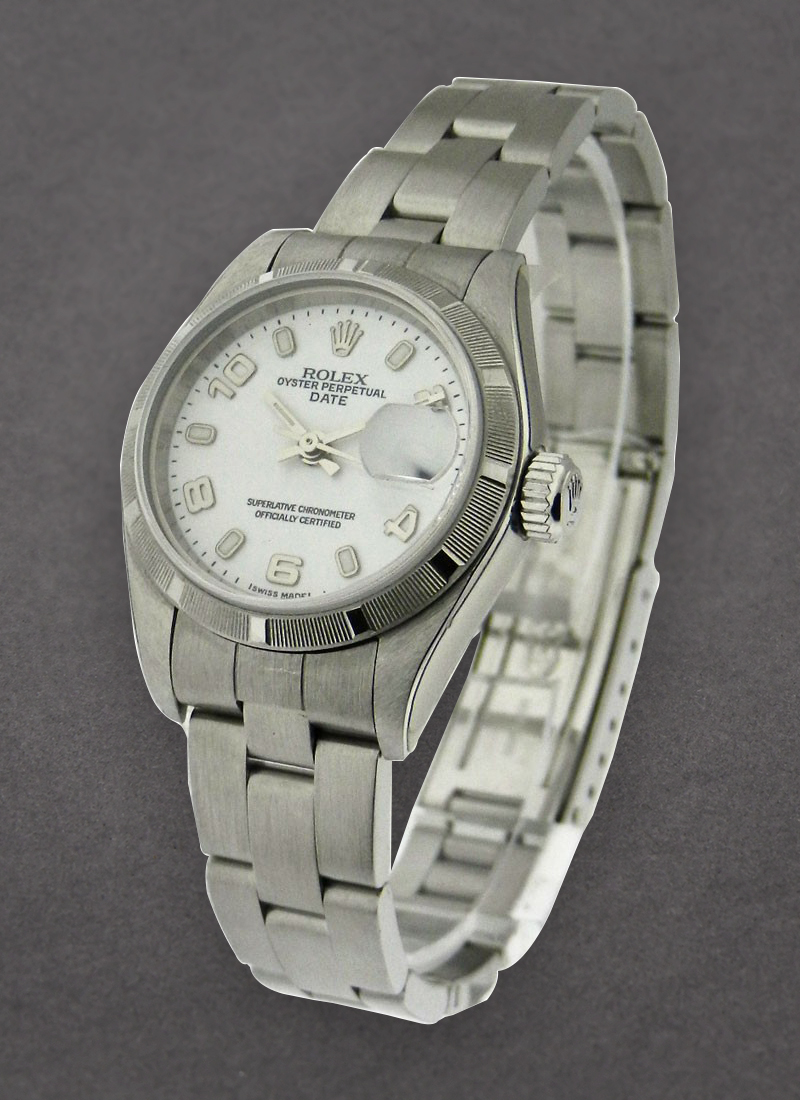 Pre-Owned Rolex Ladie Date - 26mm - Engine Turned Bezel