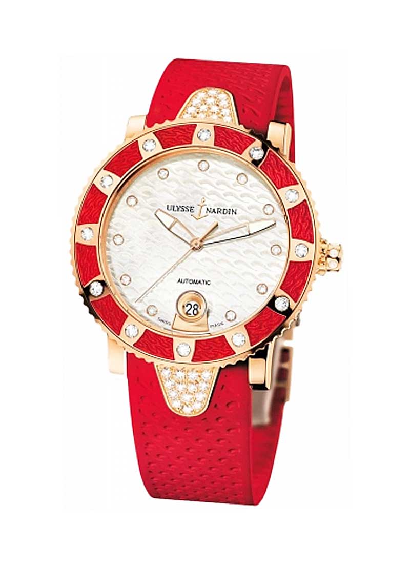 Ulysse Nardin Marine Lady Diver 40mm in Rose Gold with Red Diamond Bezel