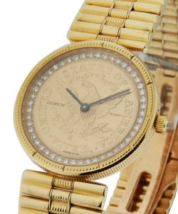 US $5 Gold Coin Eagle Watch Yellow Gold with Inner Diamond Bezel