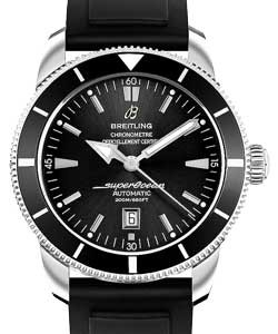 Superocean Heritage 46mm Men's in Steel Steel on Black Rubber Strap with Black Dial