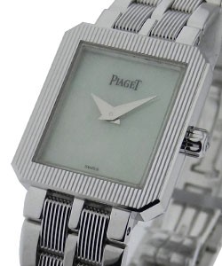 Protocole Mid Size with Green MOP Dial White Gold on Bracelet