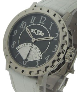 Academia Seconde Retrograde in White Gold on White Strap with Black Dial
