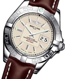 Galactic 41 Men's Automatic in Steel on Brown Crocodile Leather Strap with Silver Dial