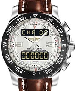 Airwolf Raven Volcano Men's in Steel Steel on Brown Crocodile Leather Strap with Silver Dial