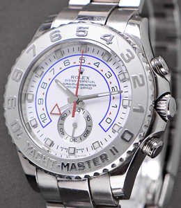 Yacht-Master II  in White Gold with Silver Hands on Oyster Bracelet with White Arabic Dial