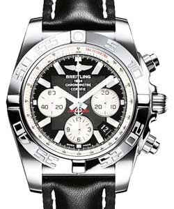 Chronomat B01 Men's Automatic Chronograph in Steel Steel on Black Calfskin Leather Strap with Black Dial