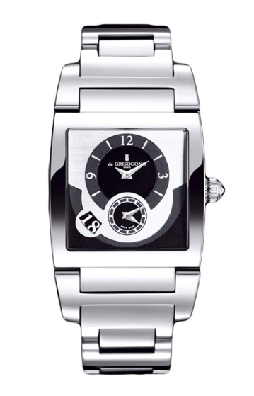 Instrumento No Uno Dual Time 32.5mm Automatic in Stainless Steel on Stainless Steel Bracelet with Black and Silver Dial