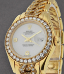 Ladies President in Yellow Gold with Diamond Bezel on Yellow Gold President Bracelet with White Diamond Dial