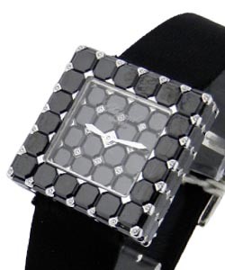 Ice Cube 20ct  Black Diamond  Watch White Gold on Strap - Boutique Edition by De Grisogono