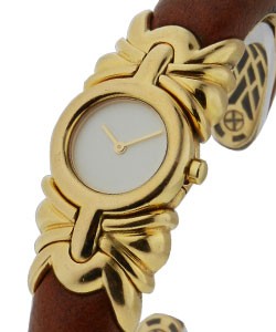 Antalia in Yelow Gold on Wood Bangle Bracelet with White Dial 