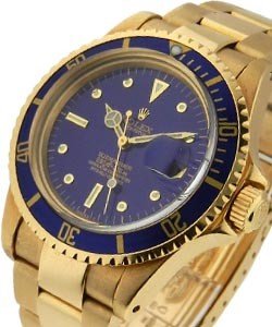 Submariner in Yellow Gold With Blue Bezel on Yellow Gold Oyster Bracelet With Blue Dial