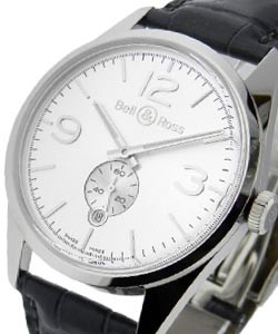 BR 123 Officer in Steel on Grey Crocodile Leather Strap with Silver Dial