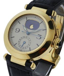 Pasha  with Moon Phase and Date 38mm Yellow Gold on Strap Quartz Solid Back