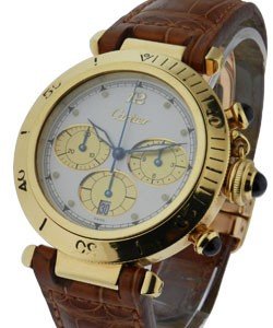 Pasha Yellow Gold with Football Dial 38mm Quartz - White Dial with Champagne Subdials