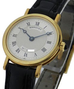 Classique Lady''s Size in Yellow Gold Yellow Gold on Strap with Silver Dial