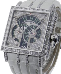 3 Minds Full Pave Limited Edition of 11pcs White Gold on White Strap - Pave Diamond Dial