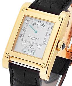 Tank Louis Cartier Yellow Gold on Strap with Silver Dial