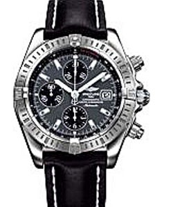 Chronomat Evolution Men's Automatic in Steel Steel on Black Leather Strap with Slate Dial