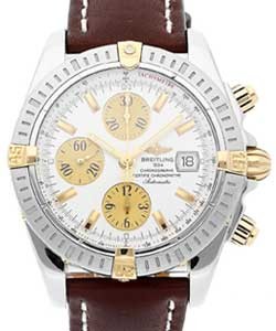 Chronomat Evolution Men's Automatic in 2-Tone Steel and YG on Brown Leather Strap with Silver Dial