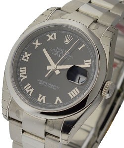 Datejust 36mm in Steel with Domed Bezel on Steel Oyster Bracelet with Black Roman Dial