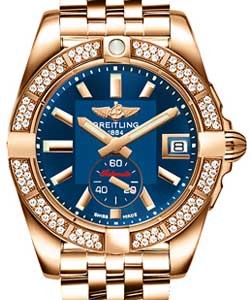 Galactic 36 Automatic in Rose Gold with Diamond Bezel on Rose Gold Bracelet with Blue Dial