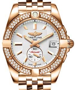 Galactic 36 Automatic in Rose Gold with Diamond Bezel on Rose Gold Bracelet with Silver Dial