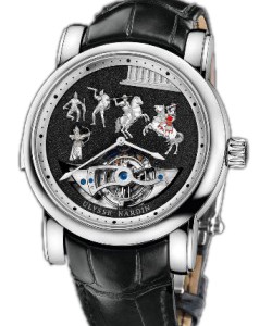 Alexander the Great Tourbillon Jacquemart Min. Repeater White Gold on Leather with Black Diamond Dial