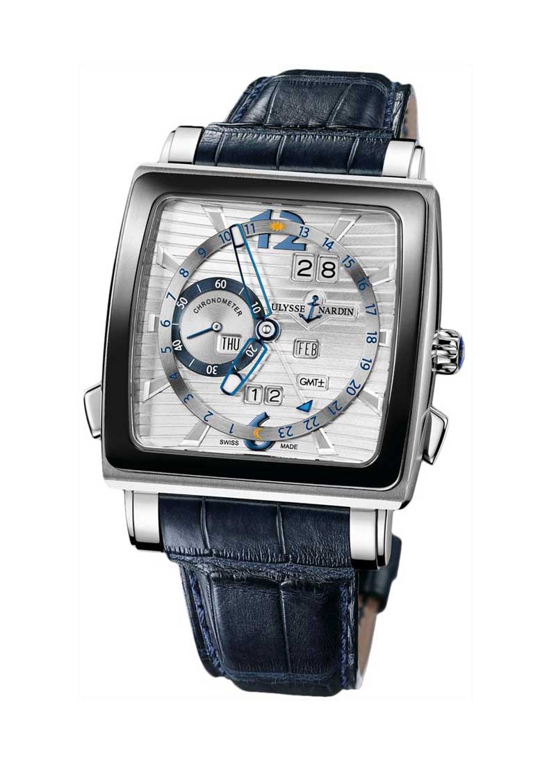 Ulysse Nardin Quadrato Dual Time Perpetual 42mm in White Gold with Ceramic Bezel