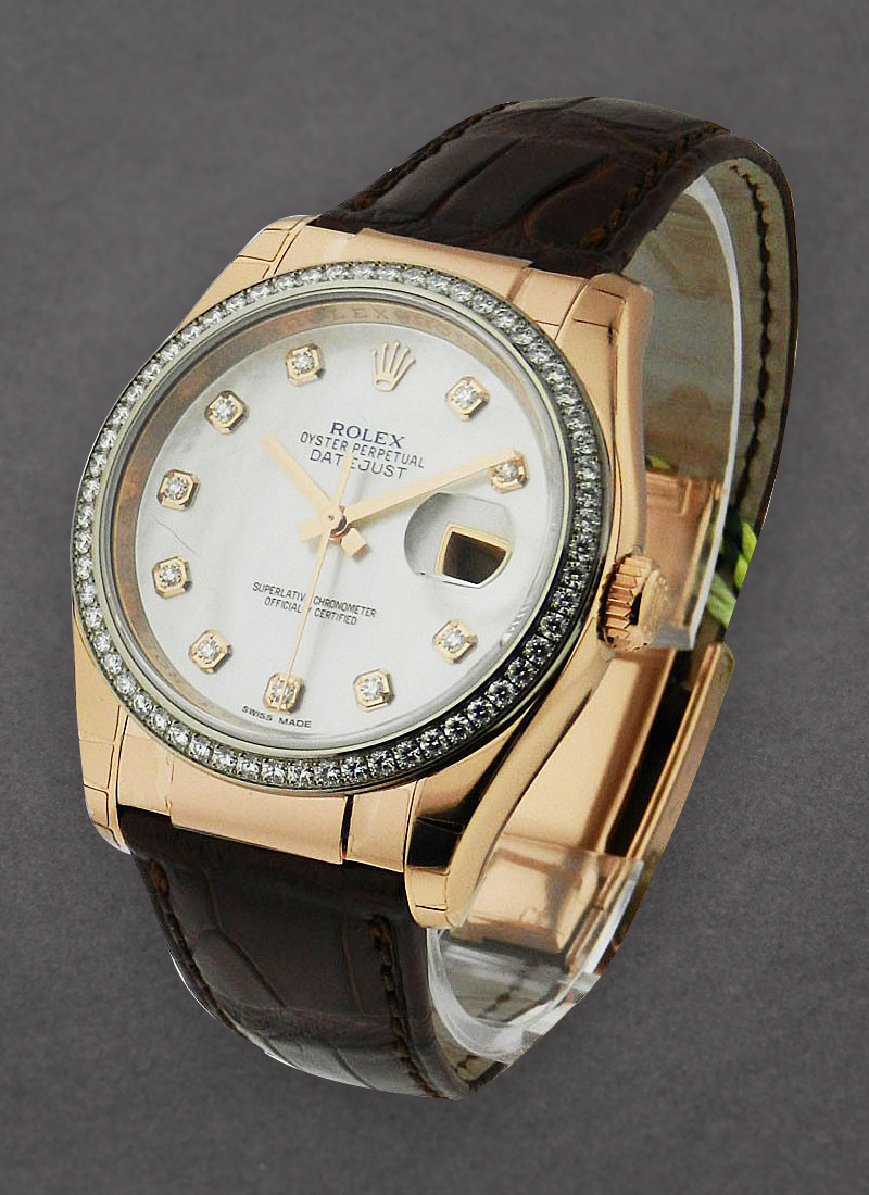 Rolex Unworn Datejust in Rose Gold with Diamond Bezel