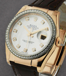 Datejust in Rose Gold with Diamond Bezel on Black Alligator Leather Strap and White MOP Diamond Dial