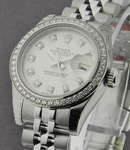 Datejust 26mm in Steel with Diamond Bezel on Steel Jubilee Bracelet with White Sunburst Diamond Dial