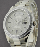 President Day Date 41mm in White Gold with Baguette Diamond Bezel on President Bracelet with Pave Diamond Dial