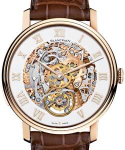 Le Brassus Minute Repeater Carrousel 45mm in Rose Gold on Brown Alligator Leather Strap with Skeleton Dial