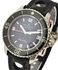 Fifty Fathoms Tribute to Aqua Lung 45mm in Steel on Black Sailcloth Strap with Black Dial