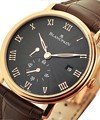 Villeret Ultra-Slim 40mm Automatic in Rose Gold on Brown Alligator Leather Strap with Black Dial