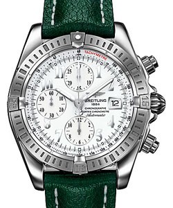 Chronomat Evolution Men's Automatic in Steel Steel on Green Leather Strap with White Dial