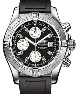 Avenger Skyland Men's  Automatic Chronograph in Steel Steel on Black Rubber Strap with Black Dial