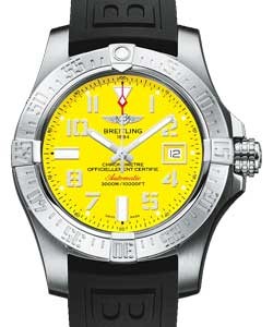 Avenger Seawolf Men's Automatic in Steel on Black Rubber Strap w/ Yellow Dial and Black Subdials