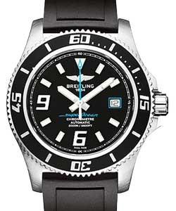 Superocean Abyss 44mm in Steel on Black Rubber Pro Diver Strap with Black Dial