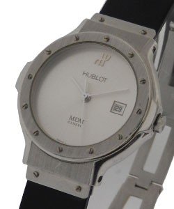 Classic Lady''''s 28mm  Steel on Black Rubber Strap with SIlver Dial