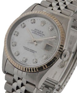 Men's Datejust with Fluted Bezel on Jubilee Bracelet -White Mother of Pearl Diamond Dial