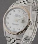 Men's Datejust with Fluted Bezel on Jubilee Bracelet -White Mother of Pearl Diamond Dial