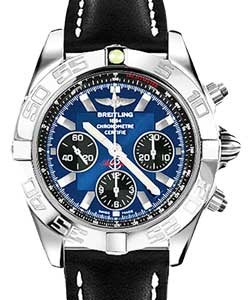 Chronomat B01 Men's Automatic in Steel on Black Leather Strap with Blue Dial