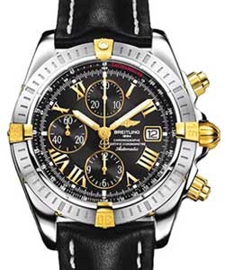 Chronomat Evolution Men's Automatic in Steel on Black Leather Strap with Black Roman Dial