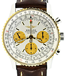 Navitimer Chronograph in Steel and Yellow Gold on Brown Calfskin Leather Strap with Silver Dial